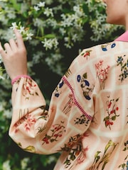 Laura Ashley Coral Pink Pershore Postcards Cotton Loose Beach Co-ord Shirt - Image 5 of 10