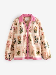 Laura Ashley Coral Pink Pershore Postcards Cotton Loose Beach Co-ord Shirt - Image 8 of 10