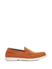 Dune London Orange Buftonn White Sole Loafers - Image 1 of 3