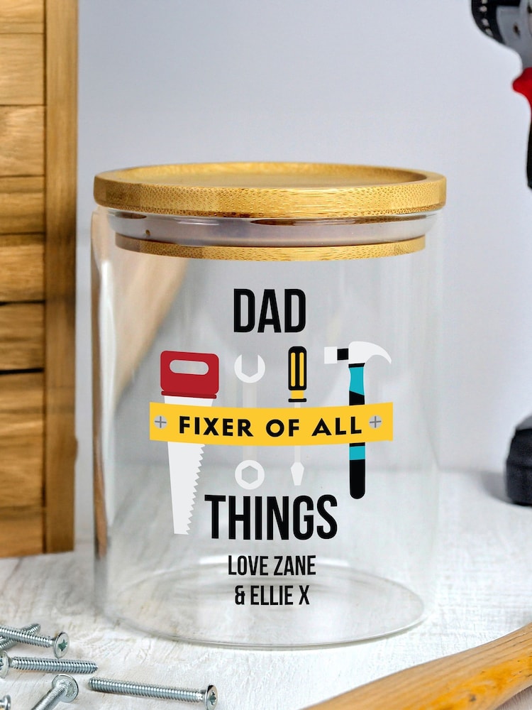 Personalised Fixer of All Things Storage Jar By PMC - Image 1 of 3