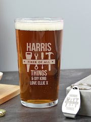 Personalised Fixer of All Things Pint Glass & Bottle Opener By PMC - Image 1 of 3
