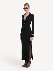 Self-Portrait Black Ribbed Knit Maxi Dress - Image 1 of 3