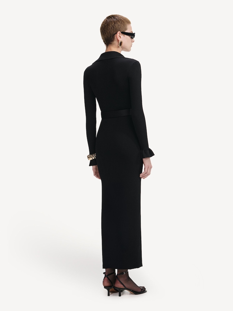 Self-Portrait Black Ribbed Knit Maxi Dress - Image 2 of 3