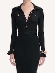 Self-Portrait Black Ribbed Knit Maxi Dress - Image 3 of 3
