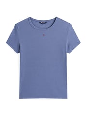 Tommy Jeans Blue Slim Ribbed Round Neck T-Shirt - Image 5 of 5