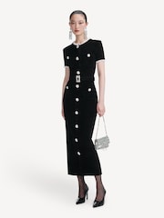Self-Portrait Black Chenille Knit Midi Dress - Image 1 of 4