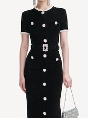 Self-Portrait Black Chenille Knit Midi Dress - Image 3 of 4