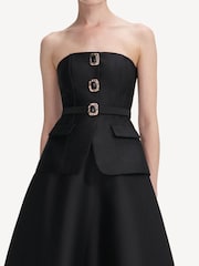 Self-Portrait Black Taffeta Bandeau Midi Dress - Image 3 of 4