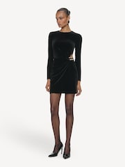 Self-Portrait Black Velvet Embellished Mini Dress - Image 1 of 4