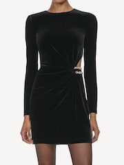 Self-Portrait Black Velvet Embellished Mini Dress - Image 3 of 4