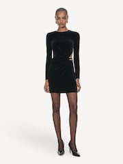 Self-Portrait Black Velvet Embellished Mini Dress - Image 4 of 4