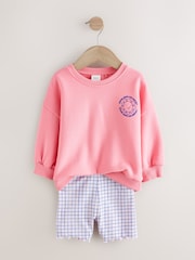 Pink Zebra Crew Neck Sweatshirt & Shorts Set (3mths-7yrs) - Image 2 of 5
