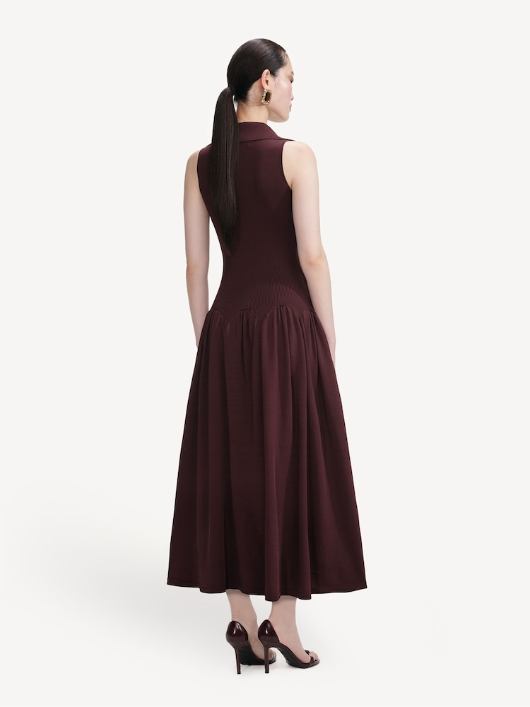 Self-Portrait Brown Ribbed Knit Midi Dress - Image 2 of 4