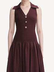 Self-Portrait Brown Ribbed Knit Midi Dress - Image 4 of 4