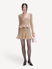 Self-Portrait Gold Sparkle Peplum Knit Mini Dress - Image 3 of 4