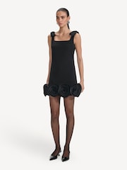 Self-Portrait Black Crepe 3D Flower Mini Dress - Image 1 of 4