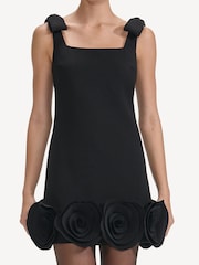 Self-Portrait Black Crepe 3D Flower Mini Dress - Image 3 of 4