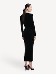 Self-Portrait Black Velvet Embellished Midi Dress - Image 2 of 4