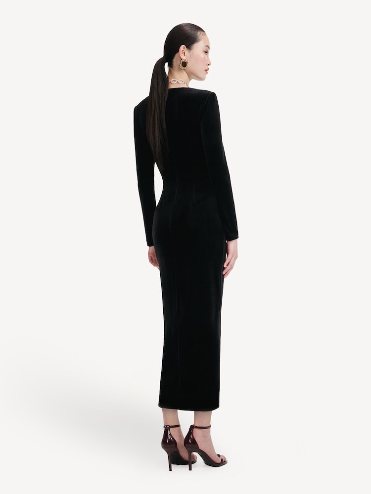 Self-Portrait Black Velvet Embellished Midi Dress - Image 2 of 4