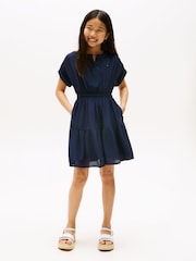 Tommy Hilfiger Blue Short Sleeve Tiered Shirt Dress - Image 1 of 5