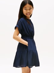 Tommy Hilfiger Blue Short Sleeve Tiered Shirt Dress - Image 3 of 5