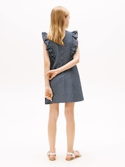 Tommy Hilfiger Blue Ruffle Seersucker Fit And Flare Dress - Image 2 of 5