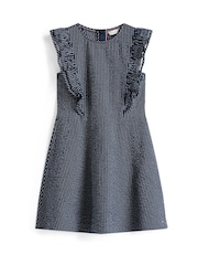 Tommy Hilfiger Blue Ruffle Seersucker Fit And Flare Dress - Image 5 of 5