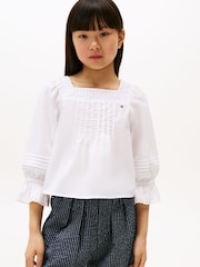 Tommy Hilfiger Broderie Anglaise Pintuck Blouse - Imagen 1 de 5