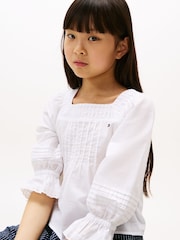 Tommy Hilfiger Broderie Anglaise Pintuck Blouse - Imagen 4 de 5