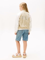 Tommy Hilfiger Cream Relaxed Back Logo Bomber Jacket - Image 2 of 6