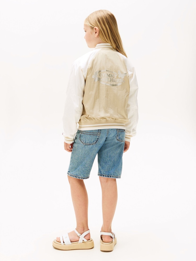 Tommy Hilfiger Cream Relaxed Back Logo Bomber Jacket - Image 2 of 6