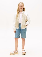 Tommy Hilfiger Cream Relaxed Back Logo Bomber Jacket - Image 3 of 6