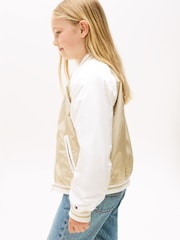 Tommy Hilfiger Cream Relaxed Back Logo Bomber Jacket - Image 4 of 6