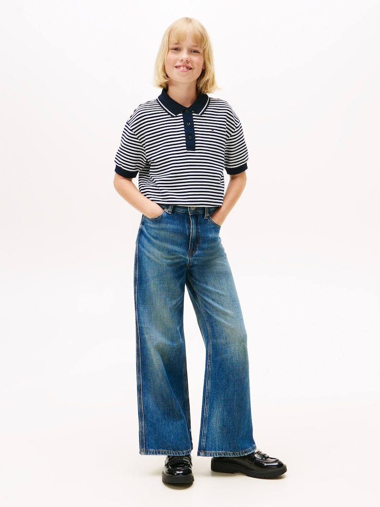 Tommy Hilfiger Blue Logo Embroidery Vintage Wash Faded Jeans - Image 2 of 5