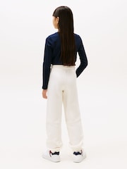 Tommy Hilfiger White Textured Logo Relaxed Joggers - Image 2 of 5
