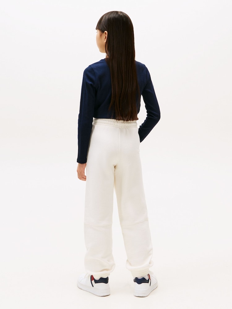 Tommy Hilfiger White Textured Logo Relaxed Joggers - Image 2 of 5