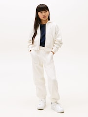Tommy Hilfiger White Textured Logo Relaxed Joggers - Image 3 of 5