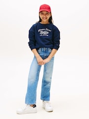 Tommy Hilfiger Blue Relaxed Metallic Logo Sweatshirt - Image 2 of 5