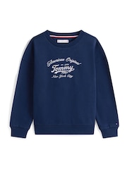 Tommy Hilfiger Blue Relaxed Metallic Logo Sweatshirt - Image 5 of 5
