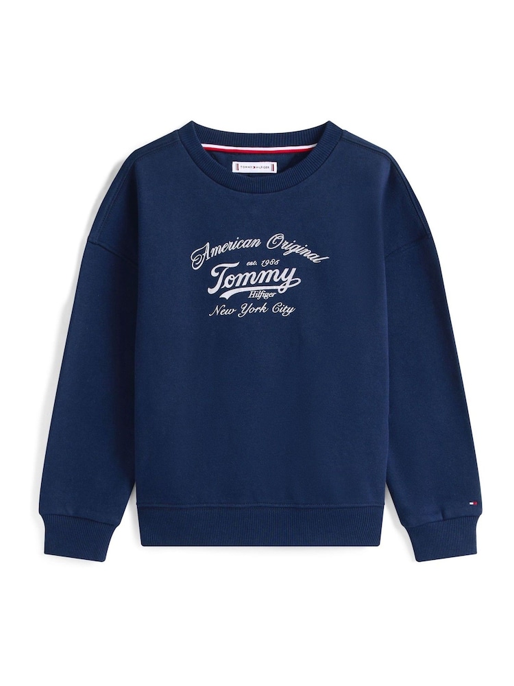 Tommy Hilfiger Blue Relaxed Metallic Logo Sweatshirt - Image 5 of 5