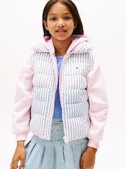 Tommy Hilfiger Purple Mixed Stripe Relaxed Quilted Gilet - Image 1 of 5
