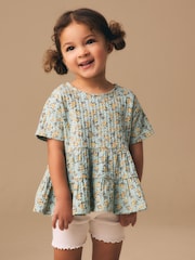 Blue Ditsy Floral Short Sleeve Blouse Shorts Set (3mths-7yrs) - Image 1 of 3