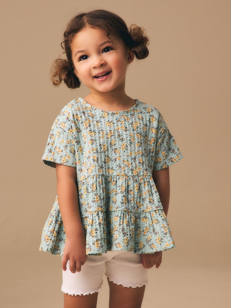 Blue Ditsy Floral Short Sleeve Blouse Shorts Set (3mths-7yrs) - Image 1 of 3