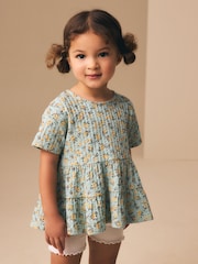 Blue Ditsy Floral Short Sleeve Blouse Shorts Set (3mths-7yrs) - Image 2 of 3