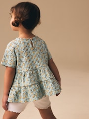 Blue Ditsy Floral Short Sleeve Blouse Shorts Set (3mths-7yrs) - Image 3 of 3