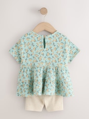 Blue Ditsy Floral Short Sleeve Blouse Shorts Set (3mths-7yrs) - Image 5 of 7