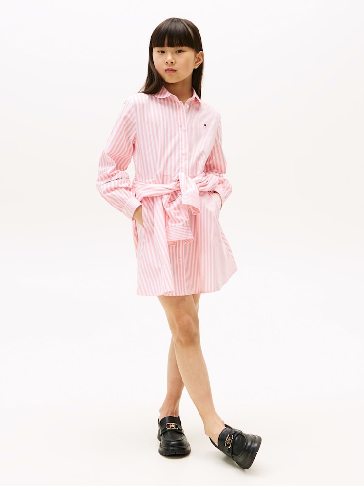 Tommy Hilfiger Pink Mixed Stripe Shirt Dress - Image 1 of 5