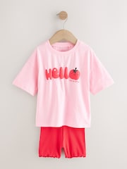 Pink Tomato Character - طقم من تيشِرت بكُم قصير وشورت ضيق (3 شهر - 7 سنة) - صورة 1 من 5