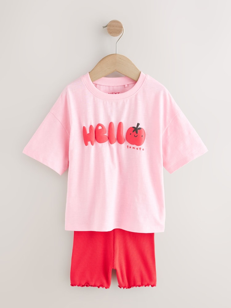 Pink Tomato Character - طقم من تيشِرت بكُم قصير وشورت ضيق (3 شهر - 7 سنة) - صورة 1 من 5 Pink Tomato Character - طقم من تيشِرت بكُم قصير وشورت ضيق (3 شهر - 7 سنة) - صورة 1 من 5