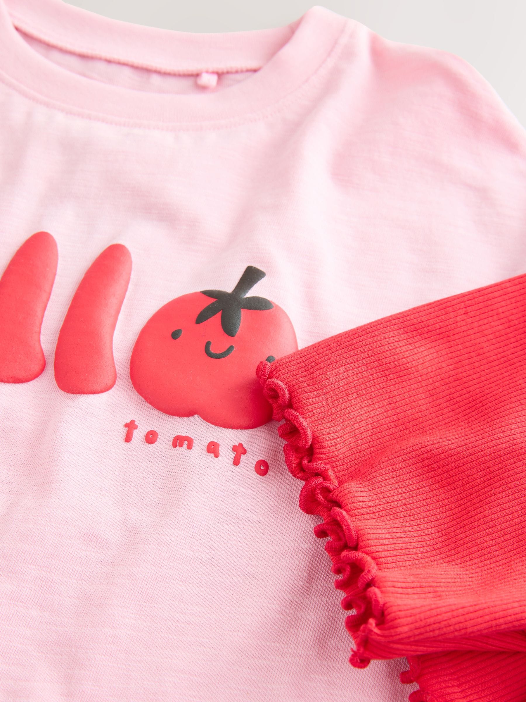 Buy Pink Tomato Character Short Sleeve T-Shirt and Cycle Shorts